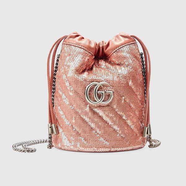 【グッチ】GG Marmont ダブルG ミニバケット スパンコールバッグ コピー 575163 9SYZP 5967